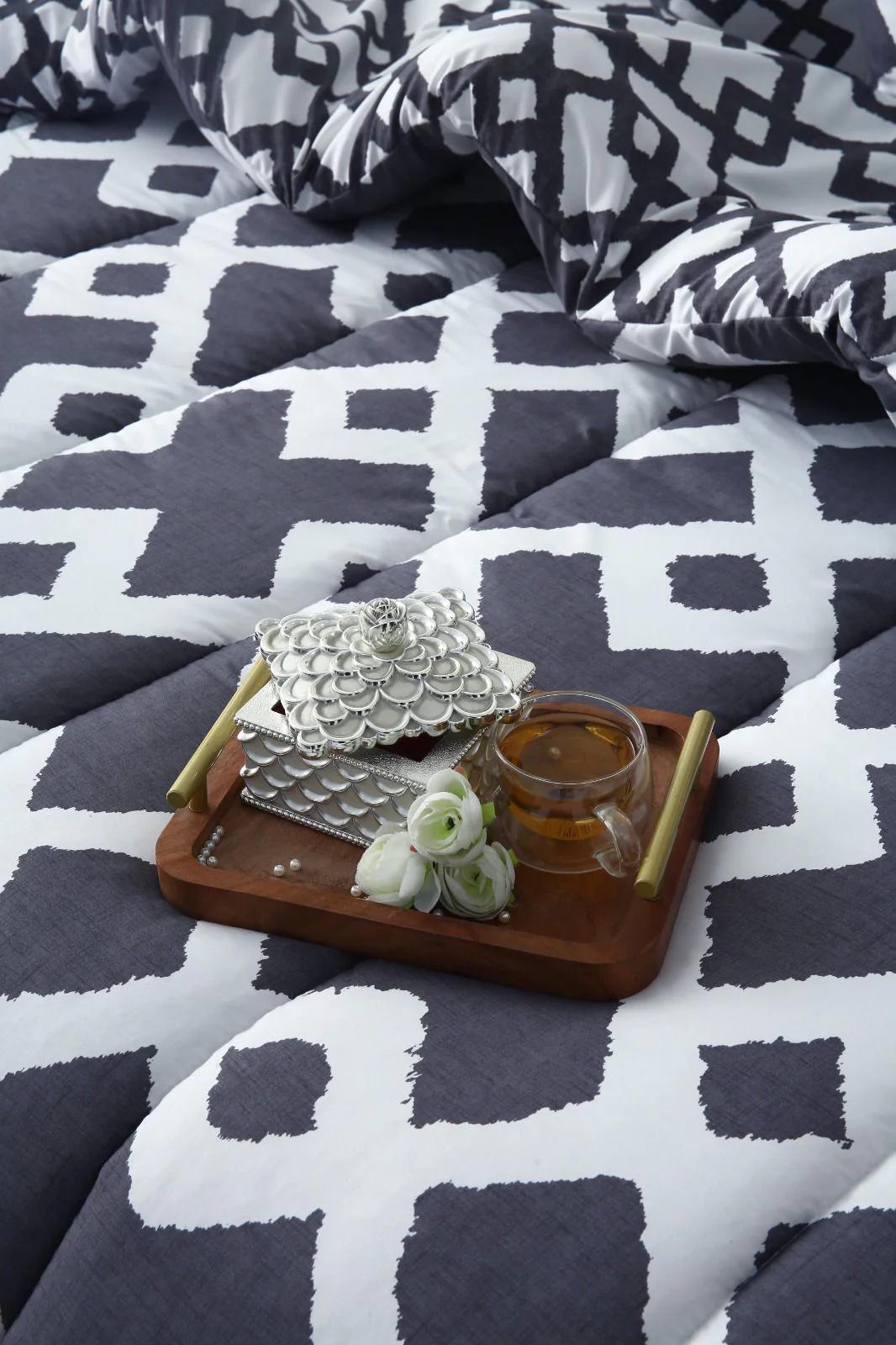 5 PCs Single Razai Set-Grey Diamond - Image 2