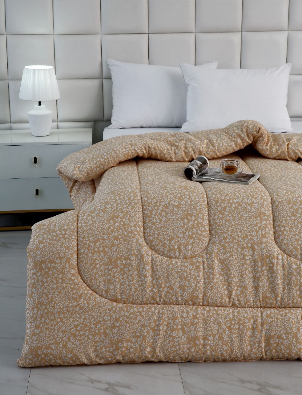 1 PC Double Winter Razai-Beige Bloom - Image 4