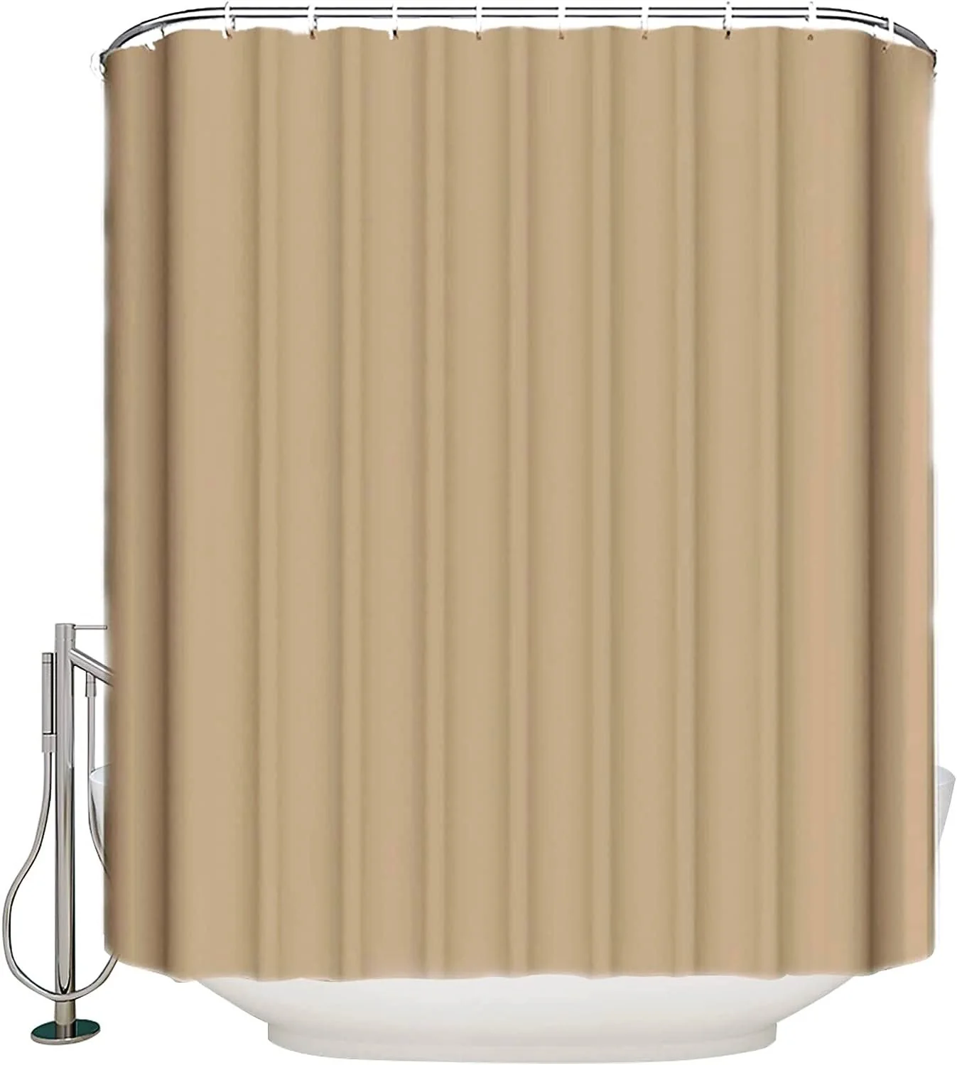 1 PC Waterproof Shower Curtain-Light Brown - Image 3