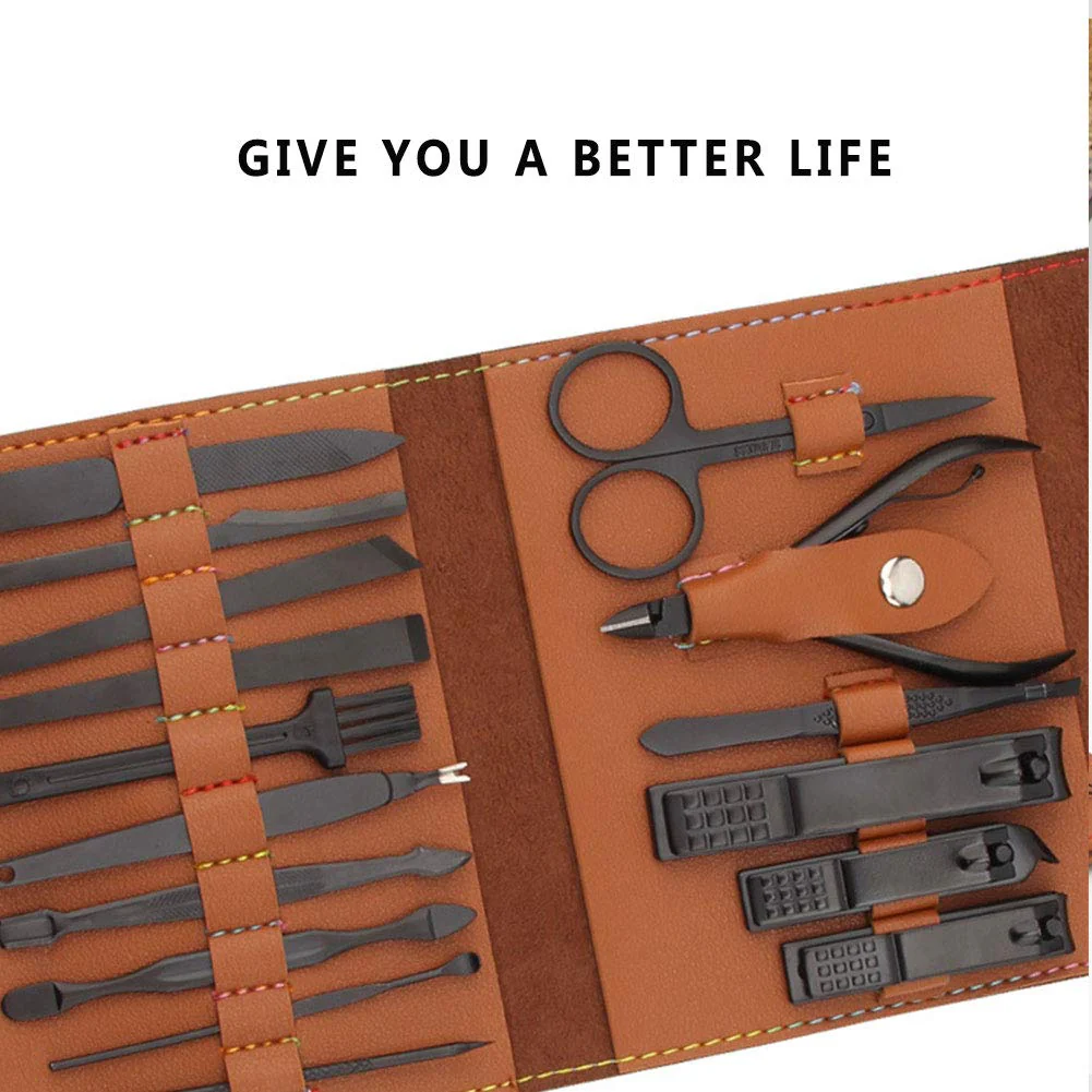 16 PCs Nail Clipper/Manicure & Pedicure Kit-Brown - Image 5