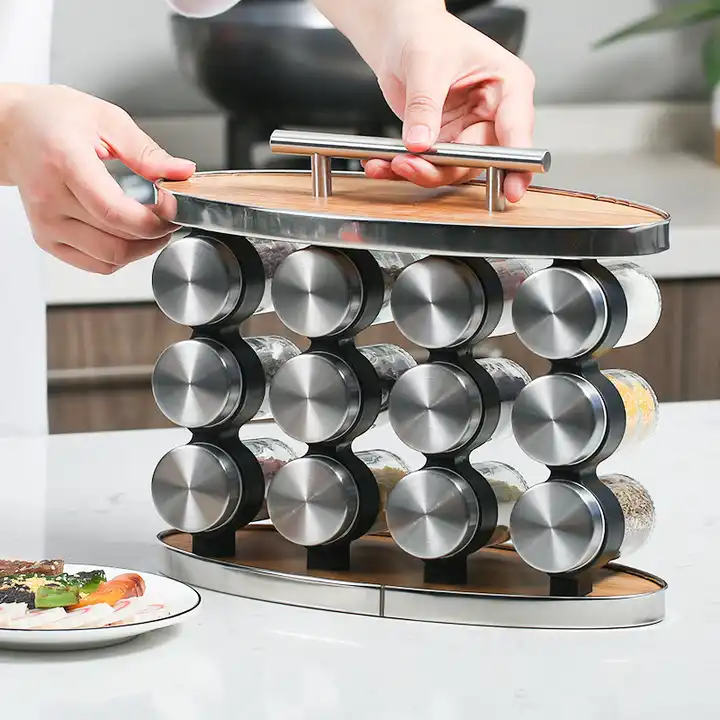 16 PCs Portable Spice Jar with 13933 Wooden Stand - Image 6