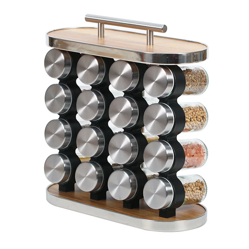 16 PCs Portable Spice Jar with 13933 Wooden Stand - Image 8