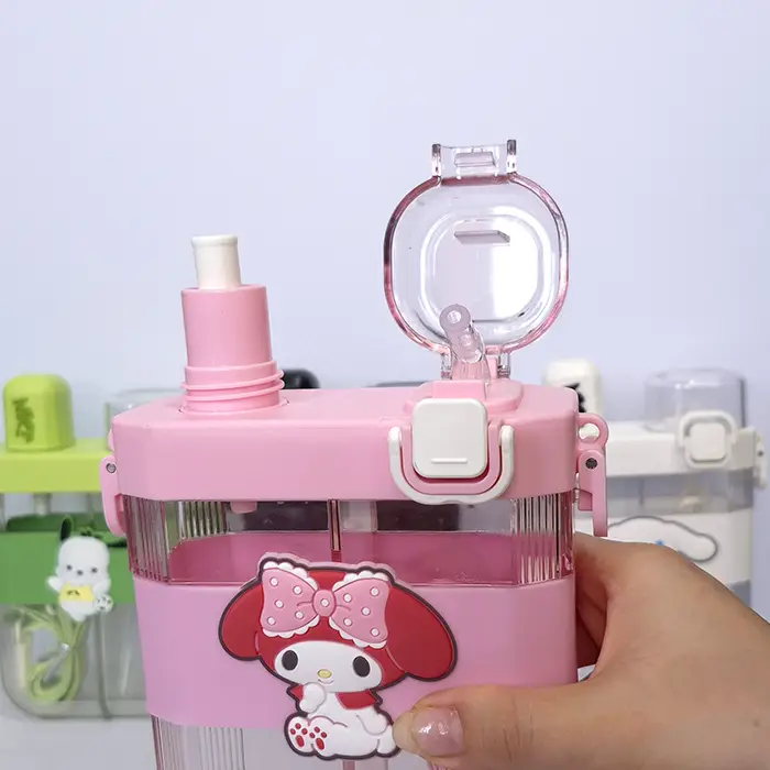 2 in 1 Cute Cartoon Dual Compartment Water Bottle with Straw (SA2510-148) - Image 11