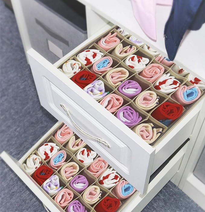 2 Packs Foldable Drawer Organizers for Clothing-5018 -24 Grids - Image 3