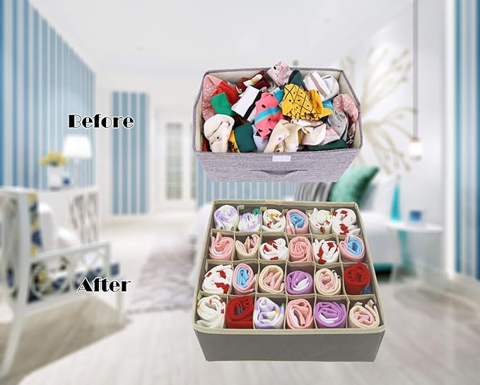 2 Packs Foldable Drawer Organizers for Clothing-5018 -24 Grids - Image 4