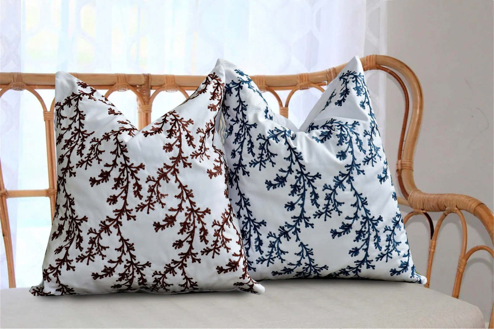 2 PCs Blue Embroidered 5338 Cushions - Image 6