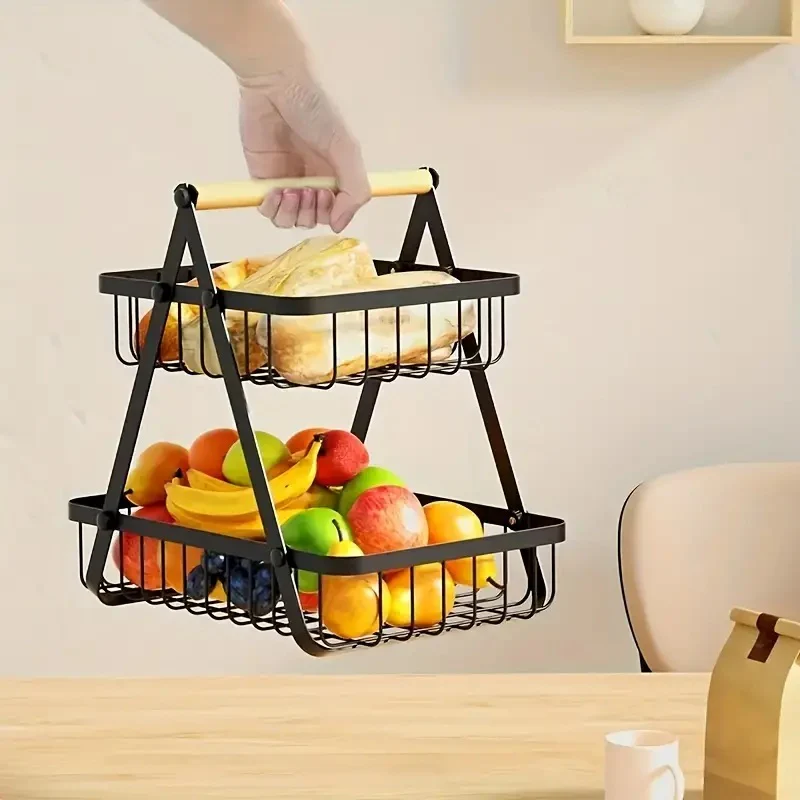 2 Tier Metalic Multi Purpose Storage Basket- Black(5322) - Image 4