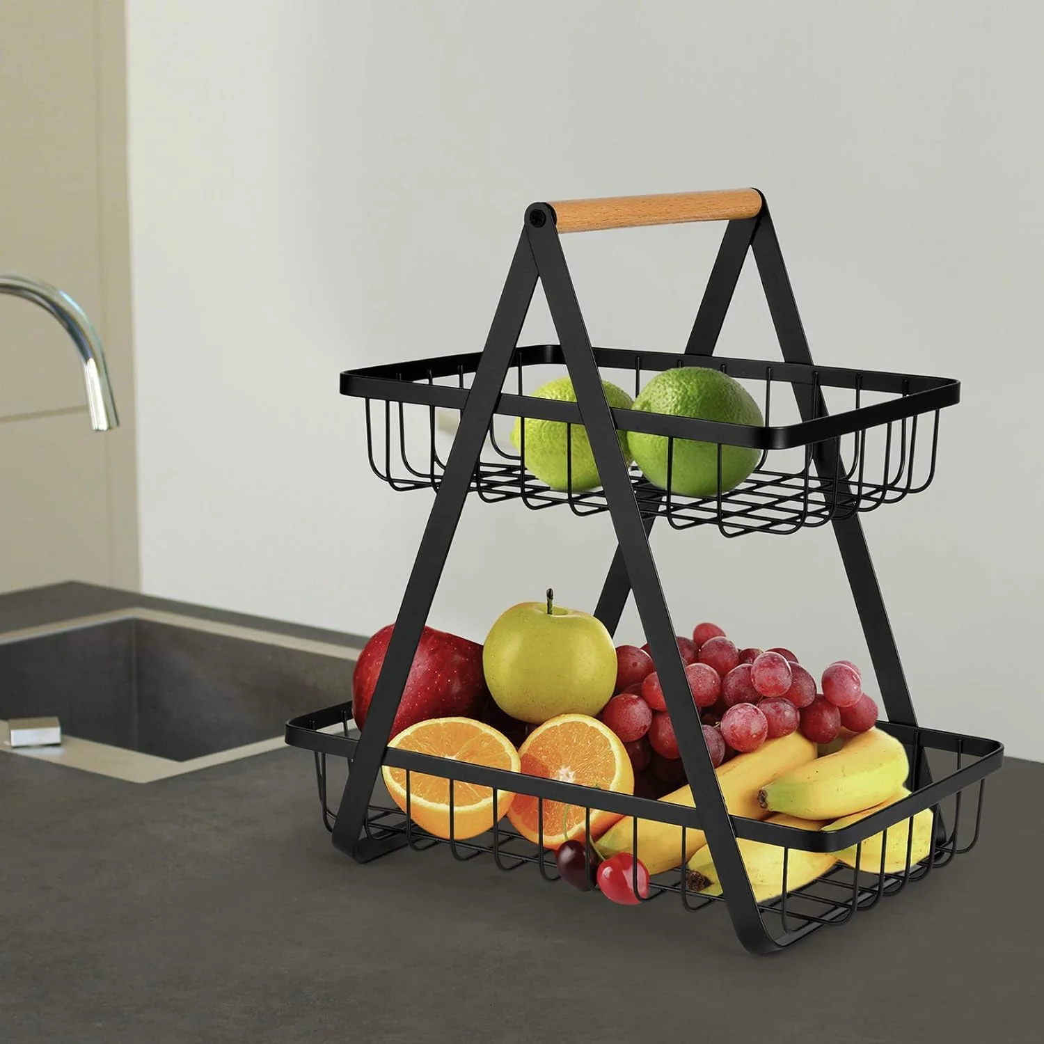 2 Tier Metalic Multi Purpose Storage Basket- Black(5322) - Image 9