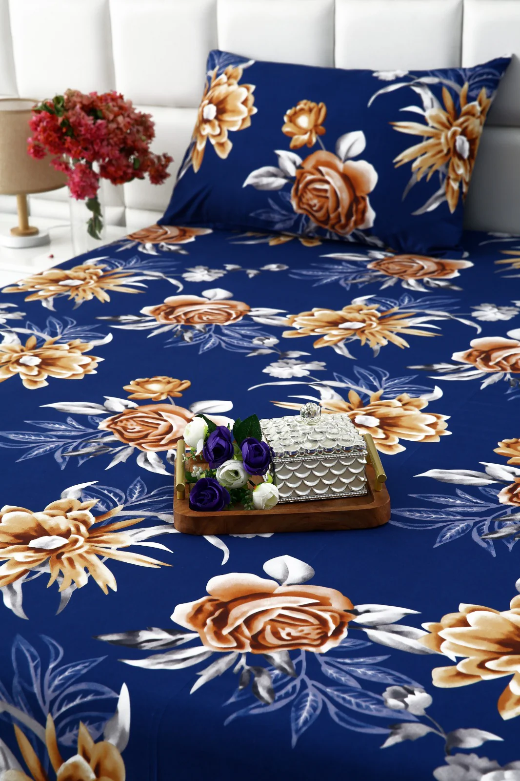 2Pcs  Single Bed Sheet-Ethnic Flowers - Image 5
