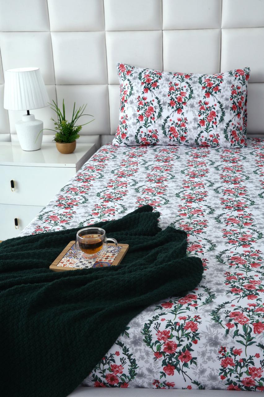 2Pcs Single Bed Sheet-Emerald Blooms - Image 2