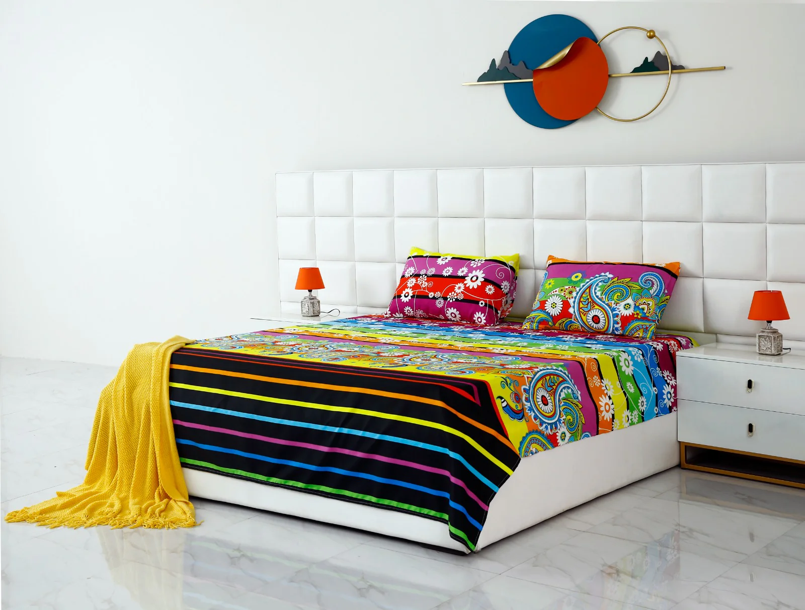 2Pcs Single Bed Sheet-Multi Flowers - Image 8