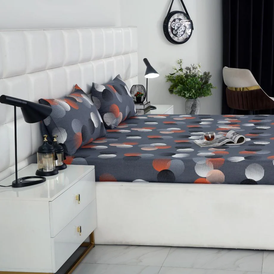 3 PCs Double Bed Sheet-Illustration Design