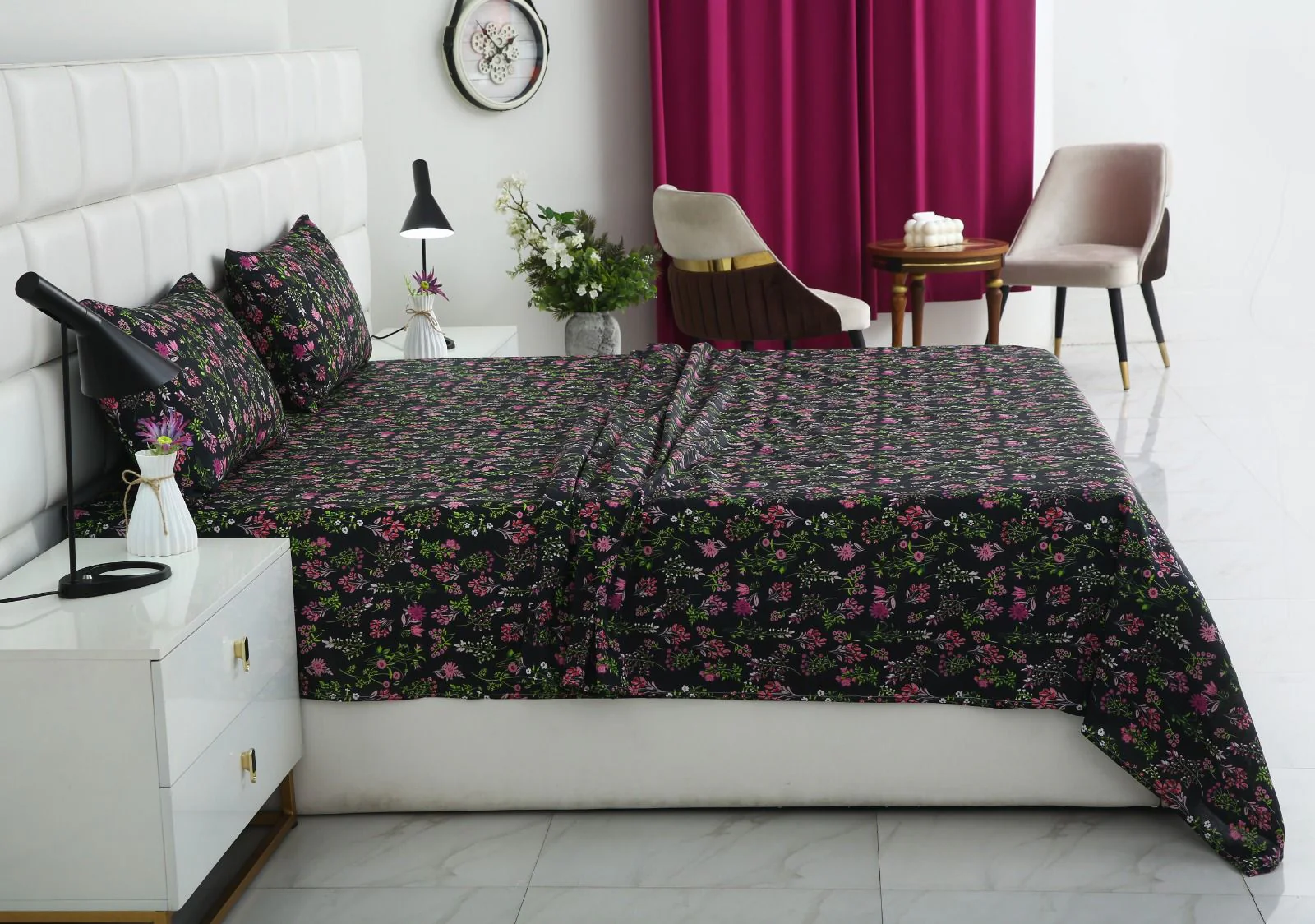 3 PCs Double Bed Sheet-Crocus - Image 3