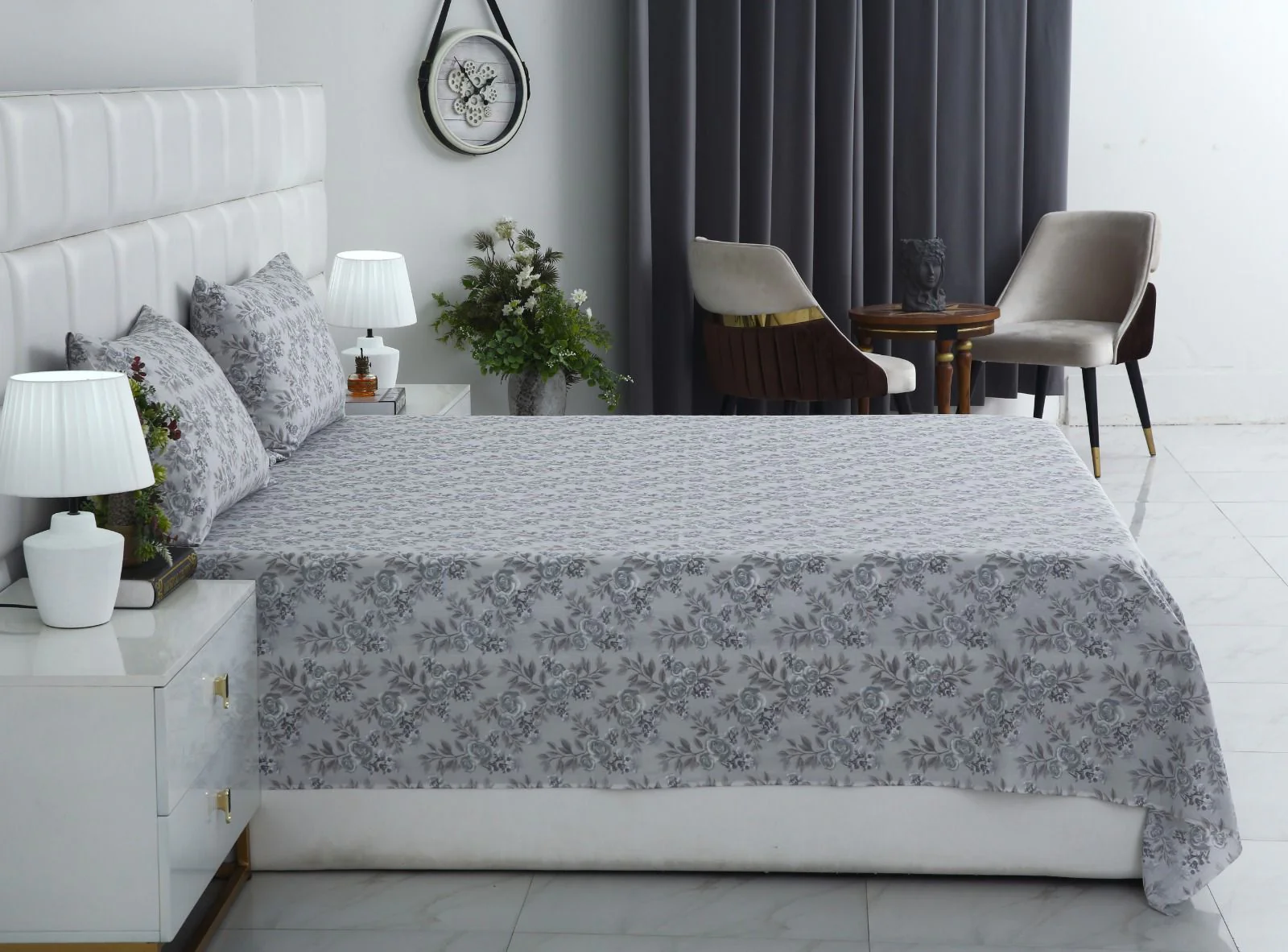 3 PCs Double Bed Sheet-DB145 - Image 3