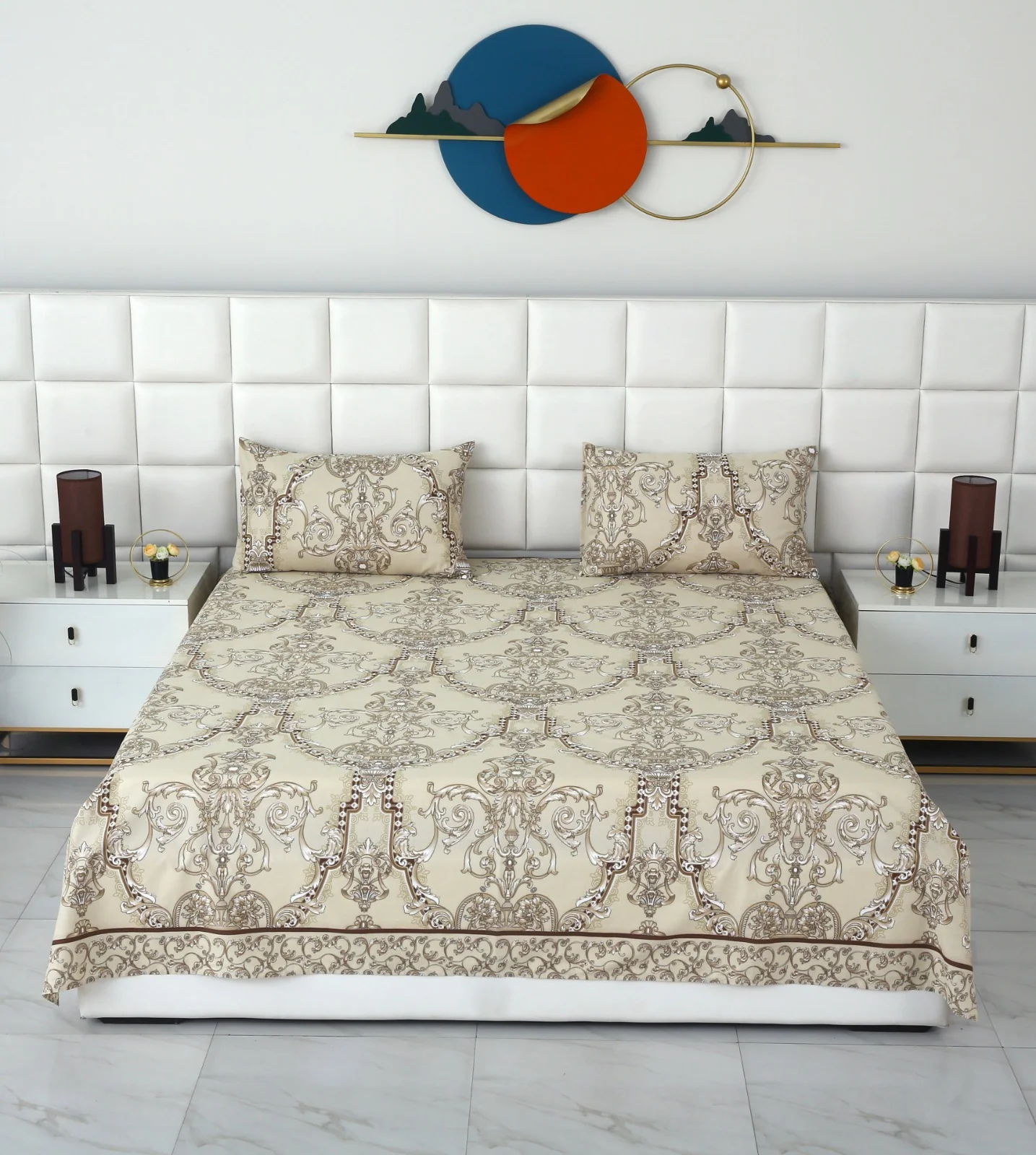 3 PCs Double Bed Sheet-DB241 - Image 2