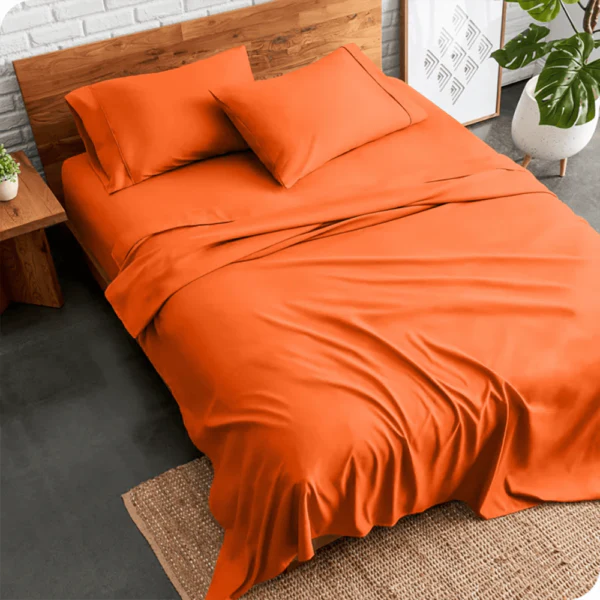 3 PCs Double Bed Sheet Dyed-Slush - Image 2