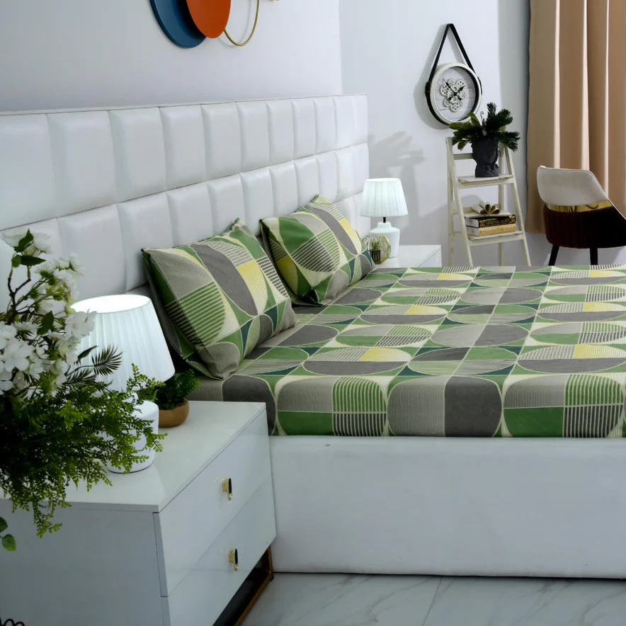 3 PCs Double Bed Sheet-Neo Abstract