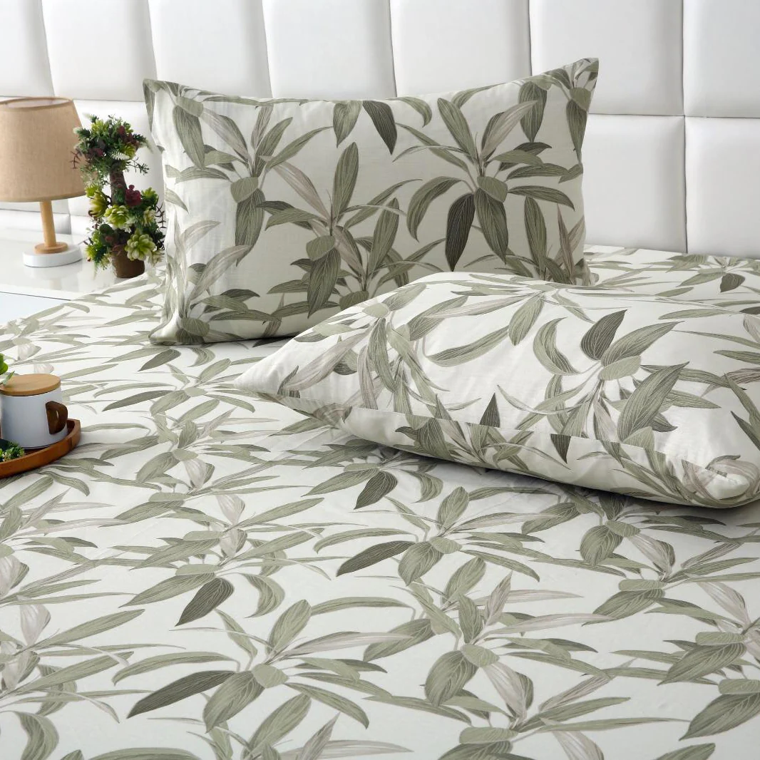 3 PCs Double Bed Sheet-Pine - Image 2