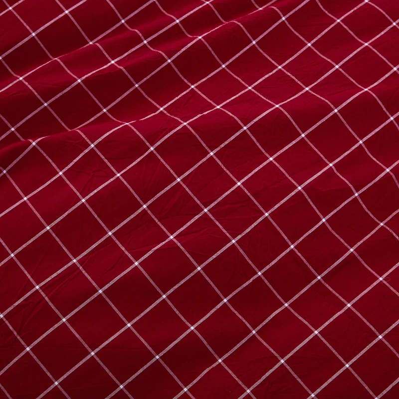 3 PCs Double Bed Sheet -Red Check - Image 4