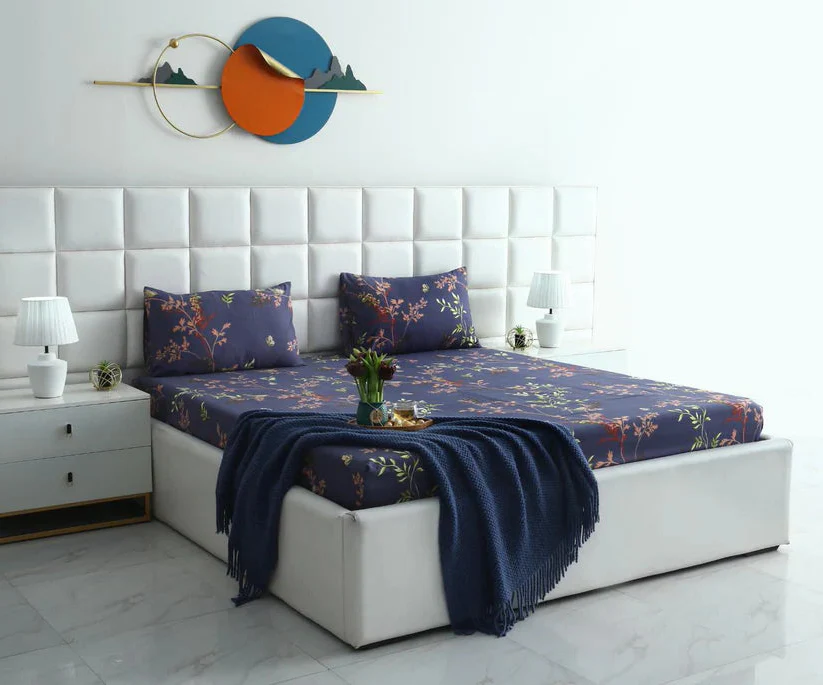 3 PCs Double Bed Sheet-Retro Leaf