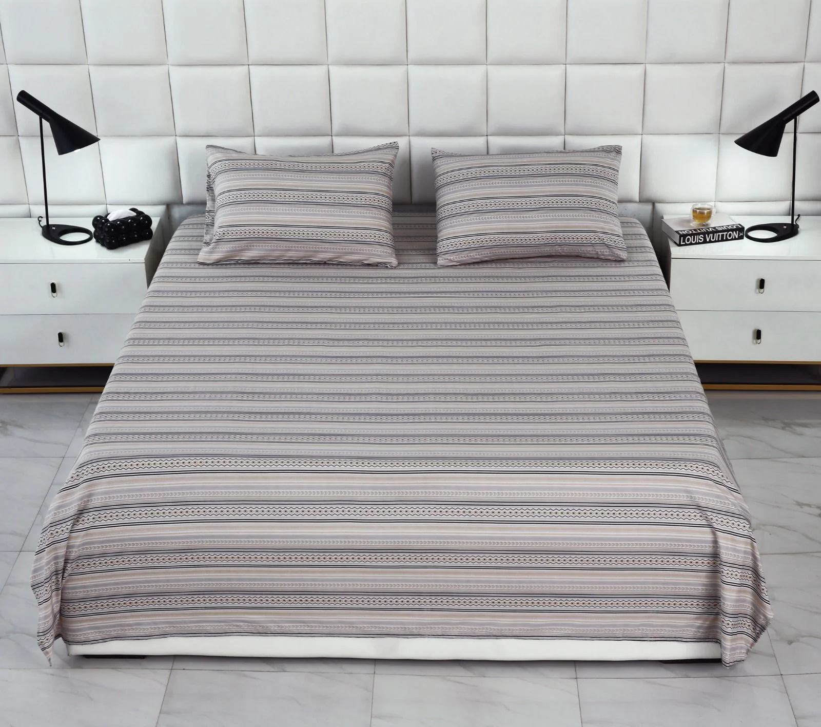 3 PCs Double Bed Sheet-Slate - Image 3