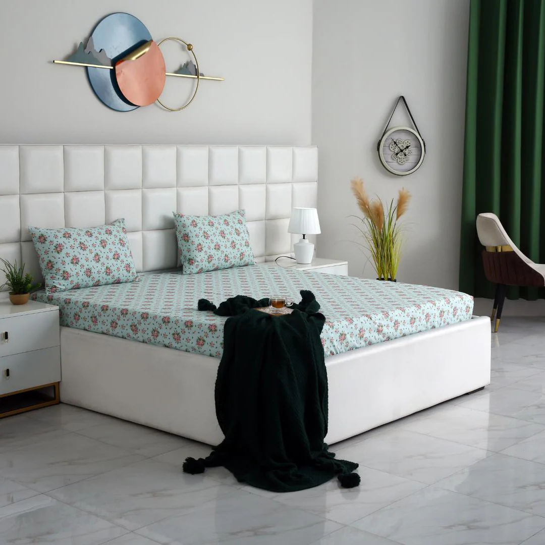 3 PCs Double Bed Sheet-Verdant