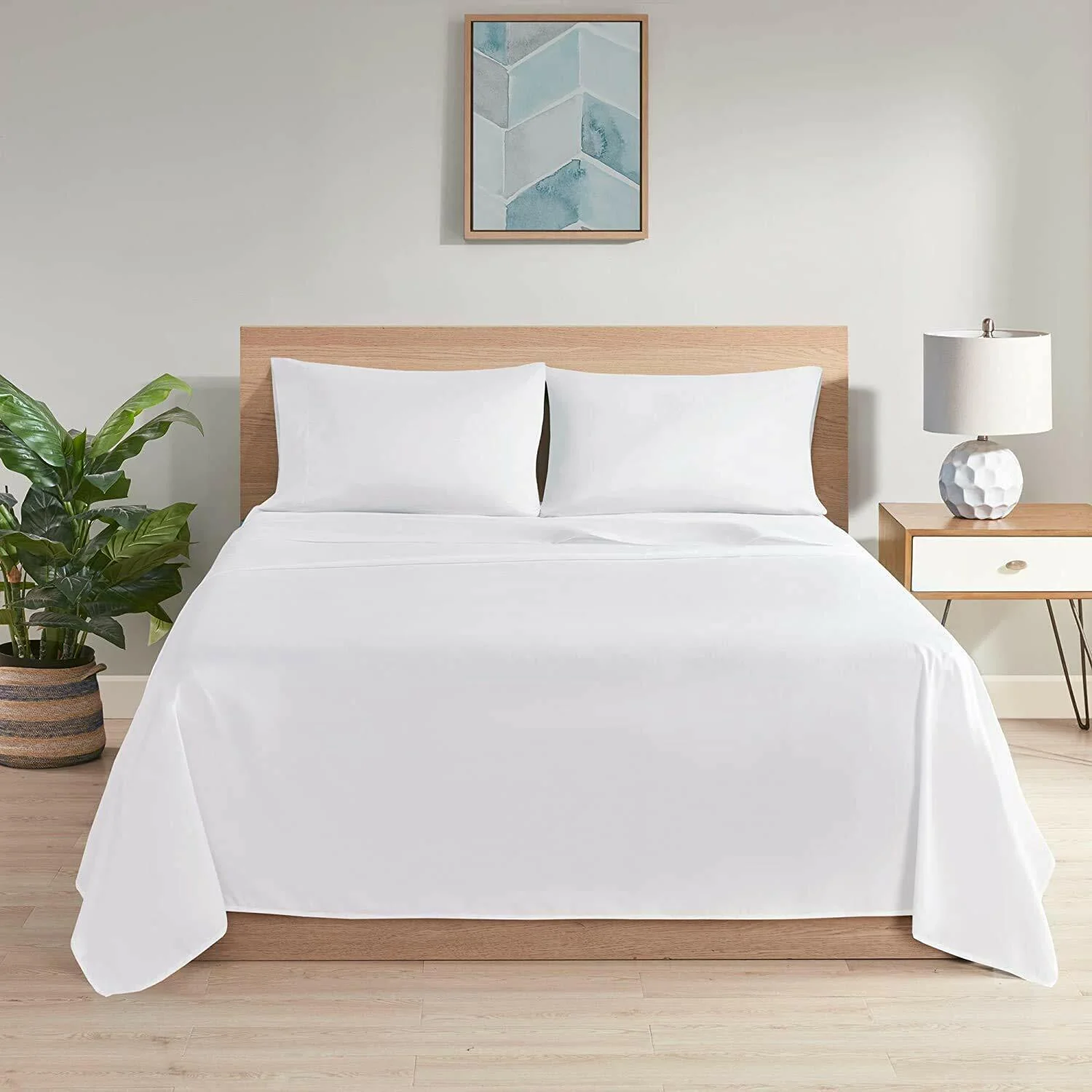 3 PCs Double Bed Sheet-White