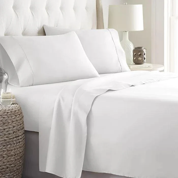 3 PCs Double Bed Sheet-White - Image 5