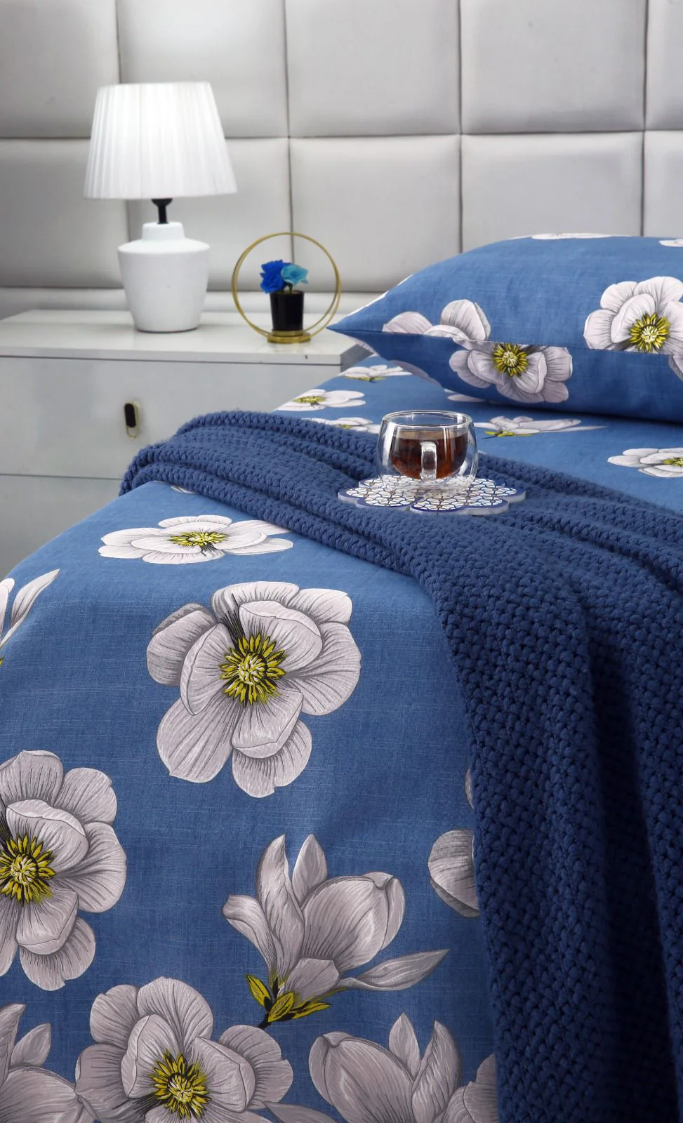 3 PCs Double Bed Sheet-White Orchid - Image 6