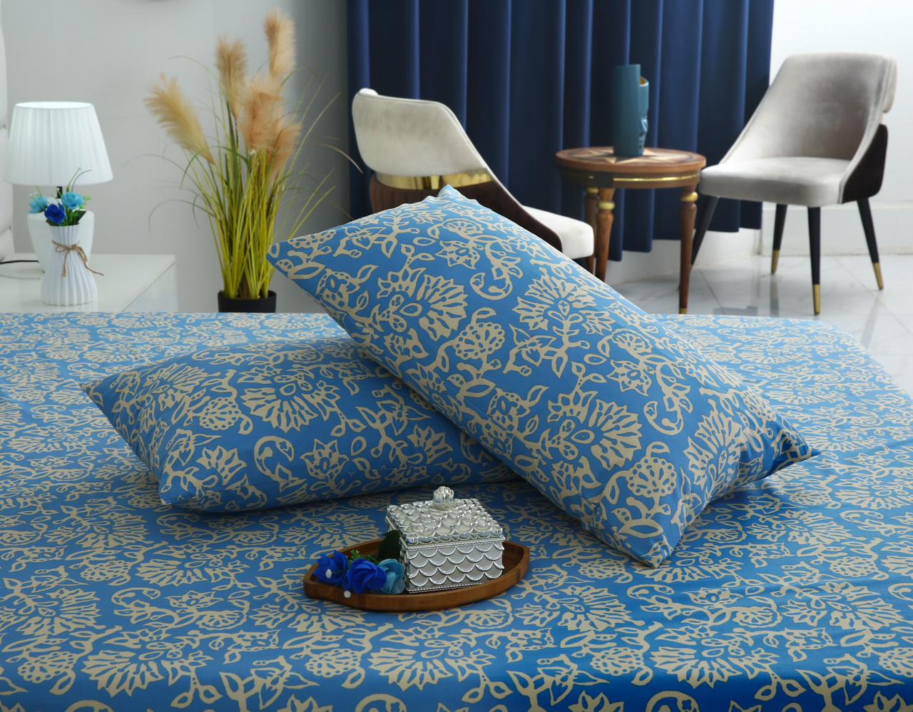 3 PCs Double Bed Sheet With Same Packing-Damask - Image 5