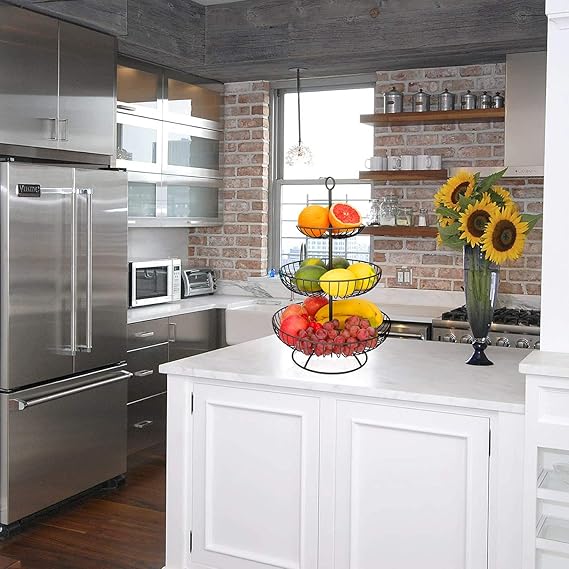 3 Tier Metal Fruit Storage Basket-Black(SA2405-08) - Image 3