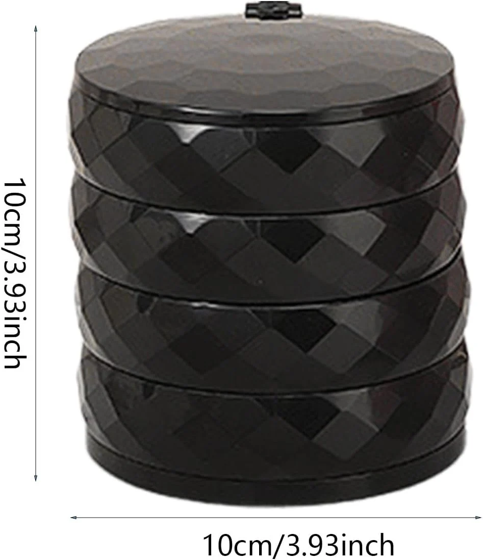 360° Rotatable Jewelry Organizer With Mirror-SA2411-52(Black) - Image 3