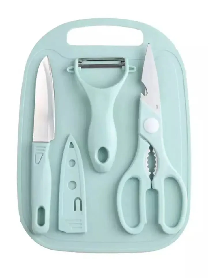 4 PCs Cutting Board With Knife Set(5717)-Green - Image 12