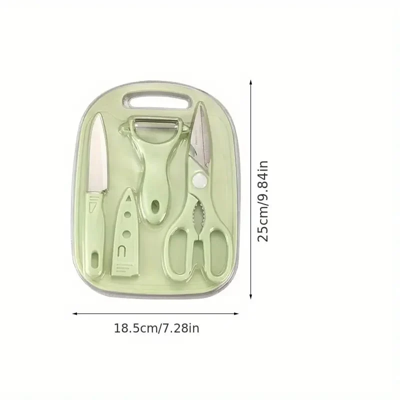 4 PCs Cutting Board With Knife Set(5299)-Pink - Image 9