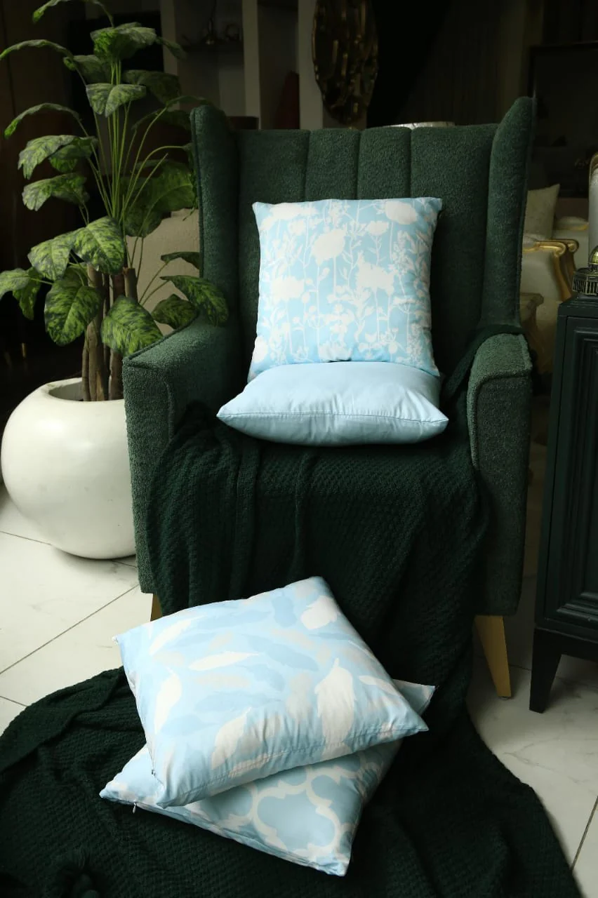 4 PCs Digital Printed Cotton Cushions-Ocean Blue - Image 8