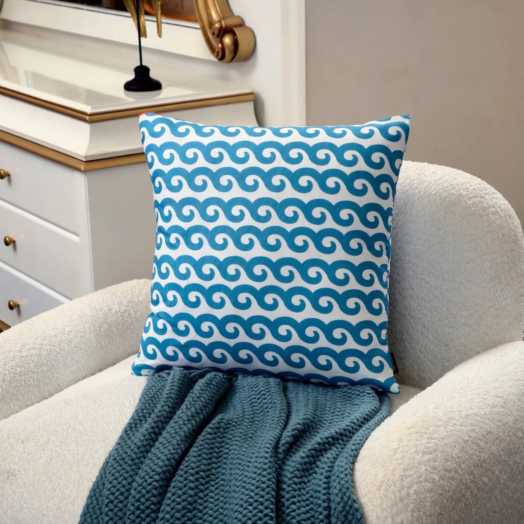 4 PCs Digital Printed Cotton Cushions-BLUE ART - Image 6
