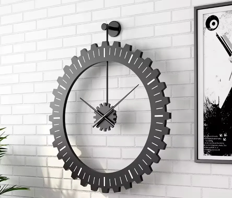 60CM Metal Gear Style Wall Clock-Black(SA2405-215) - Image 2