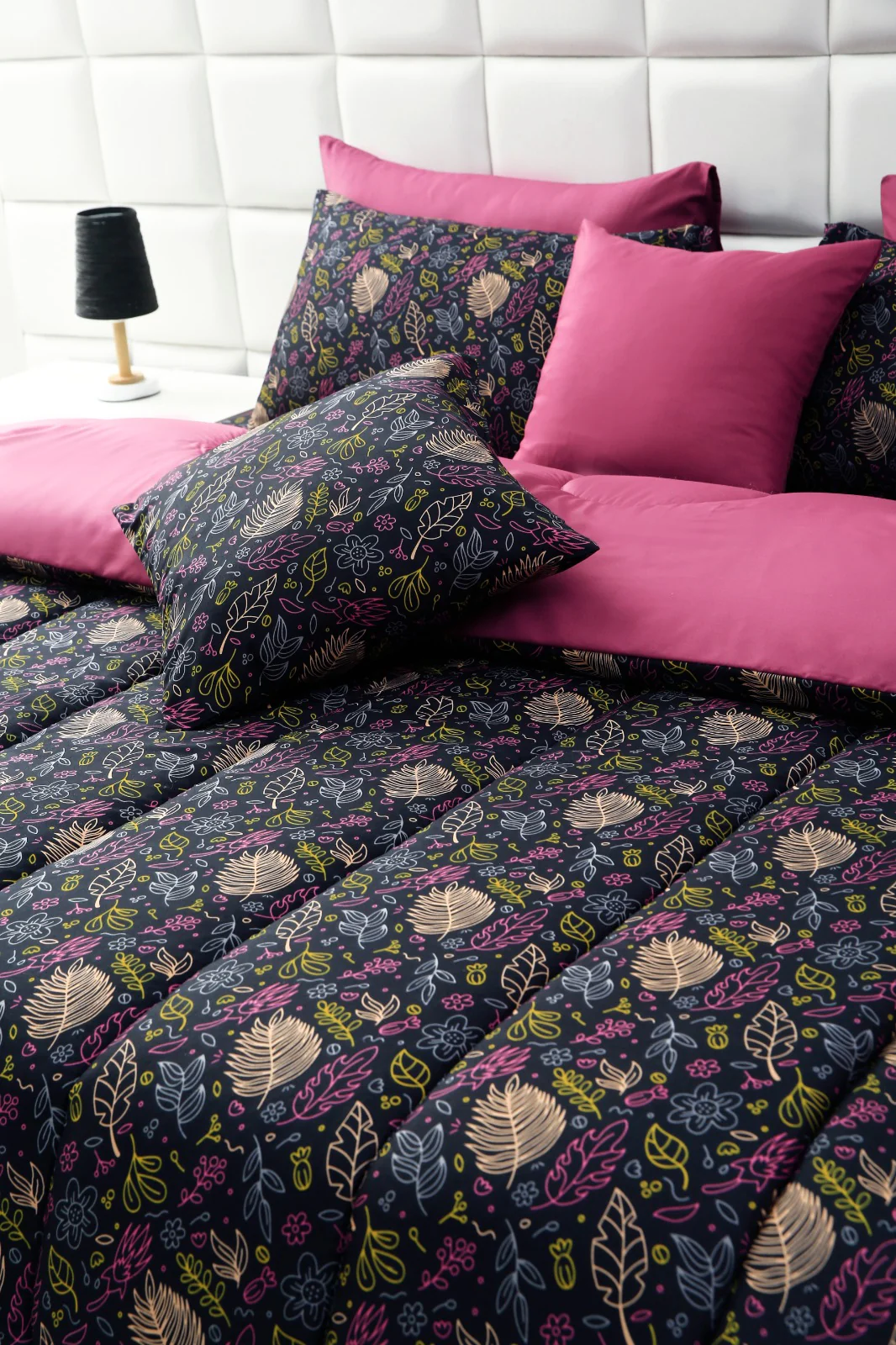 5 PCs Single Razai Set-Black Lilly - Image 3
