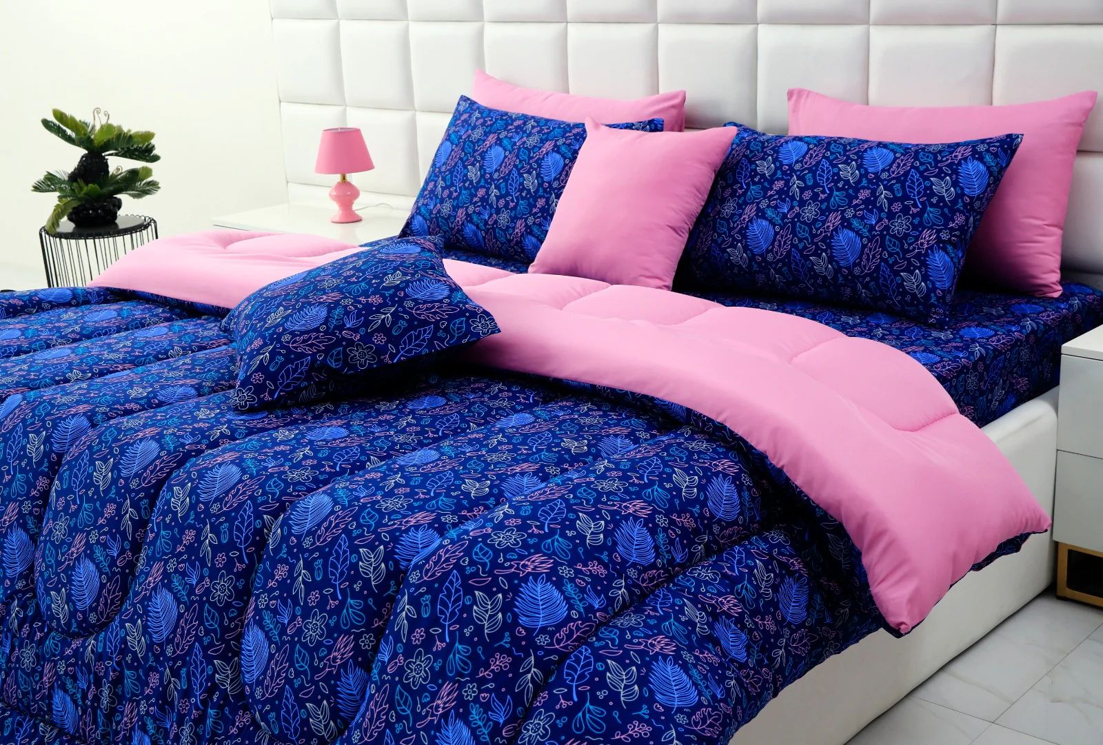 5 PCs Single Razai Set-Blue Lilly - Image 2