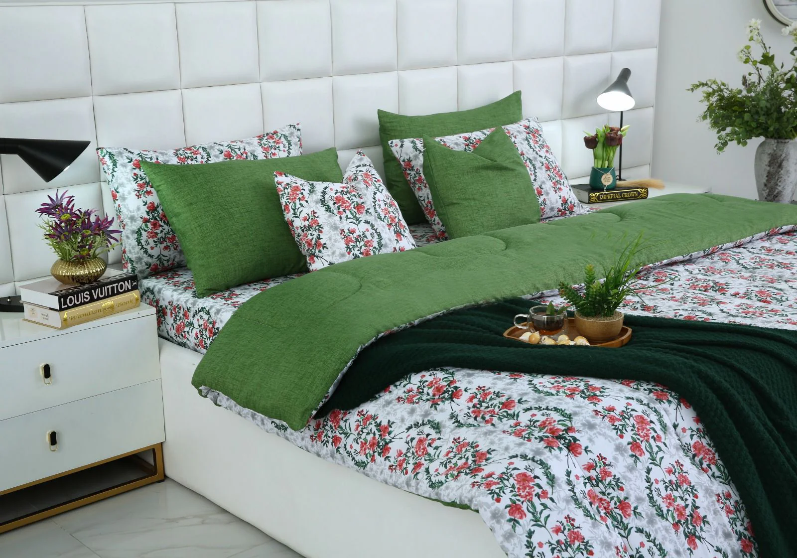5 PCs Single Razai Set-Emerald Blooms - Image 4