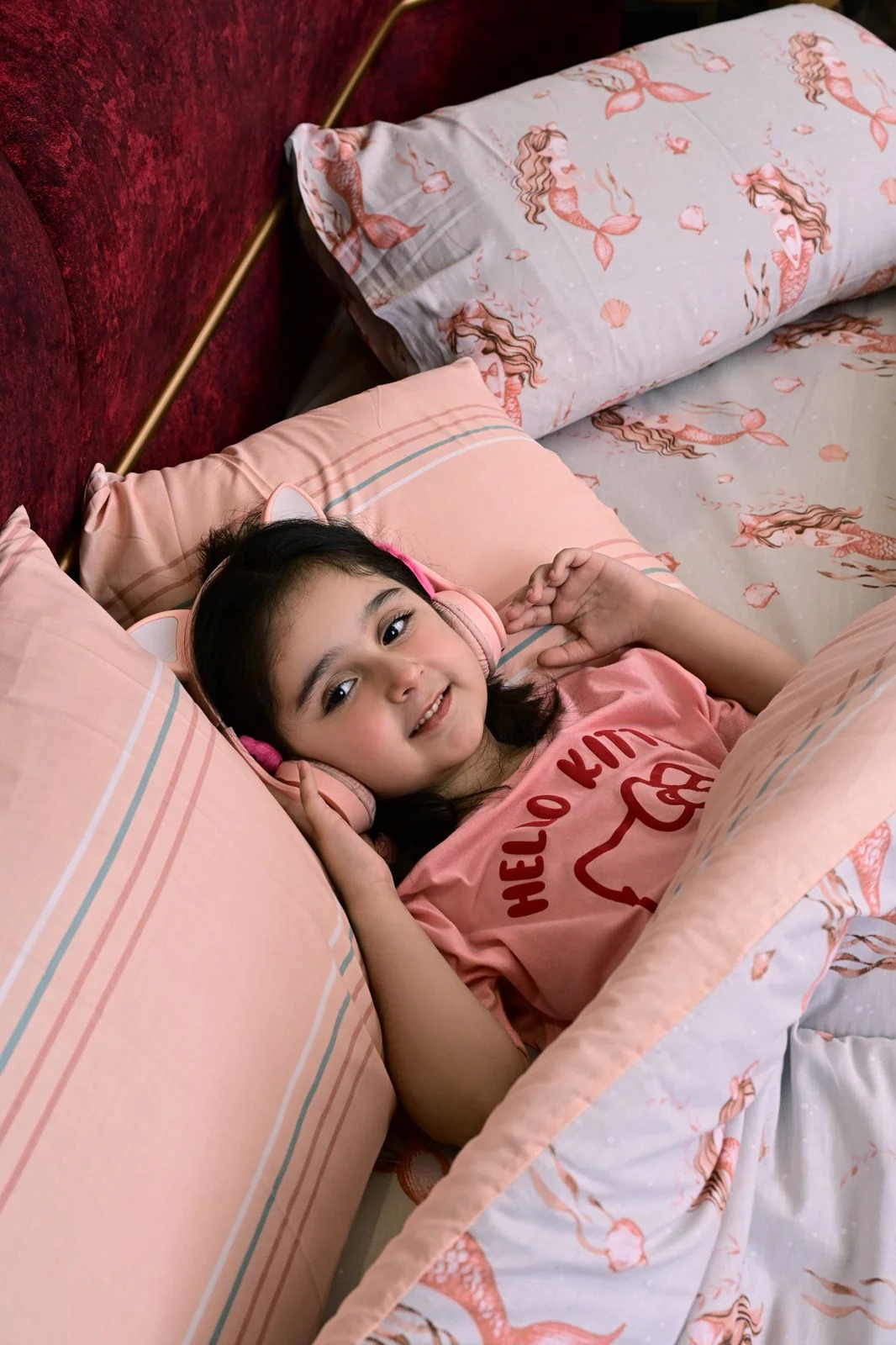 5 PCs Single Kids Razai Set-Marmaid