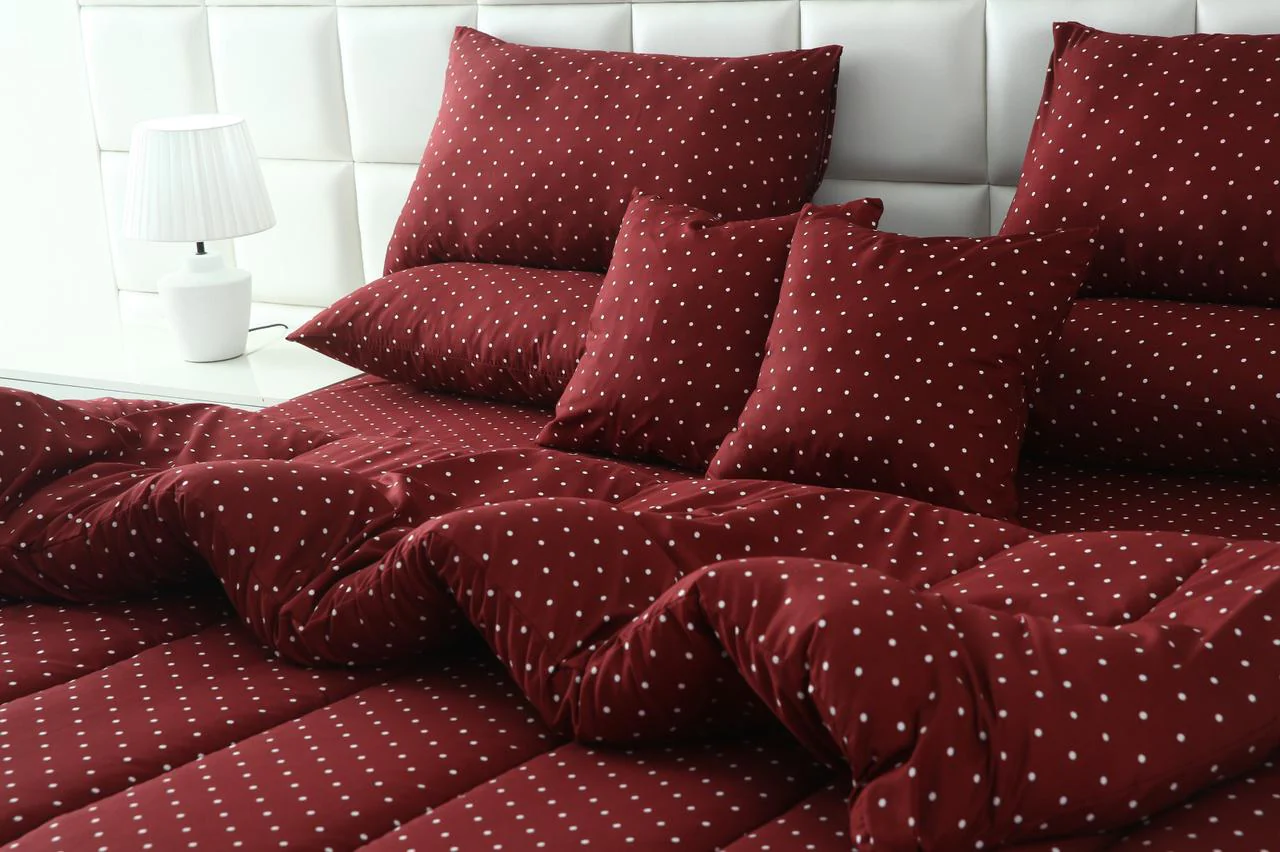 5 PCs Single Razai Set-Plum Polka - Image 6