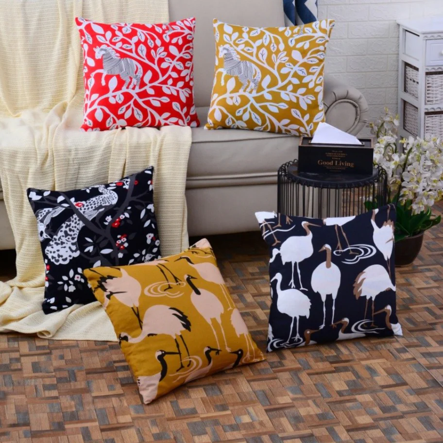 5 PCs White Ostrich Digital Printed Duck Cushions - Image 3