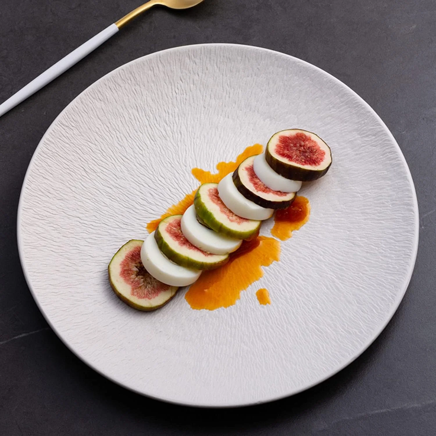 6 Creative Dining Plate with Stone Texture Pattern-Black - Image 3