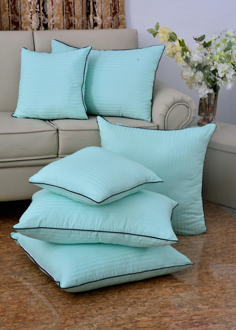 6 PCs Satin Pillows*2 Bed Cushion *2 & Floor Cushion *2 Set-Sea Green - Image 7