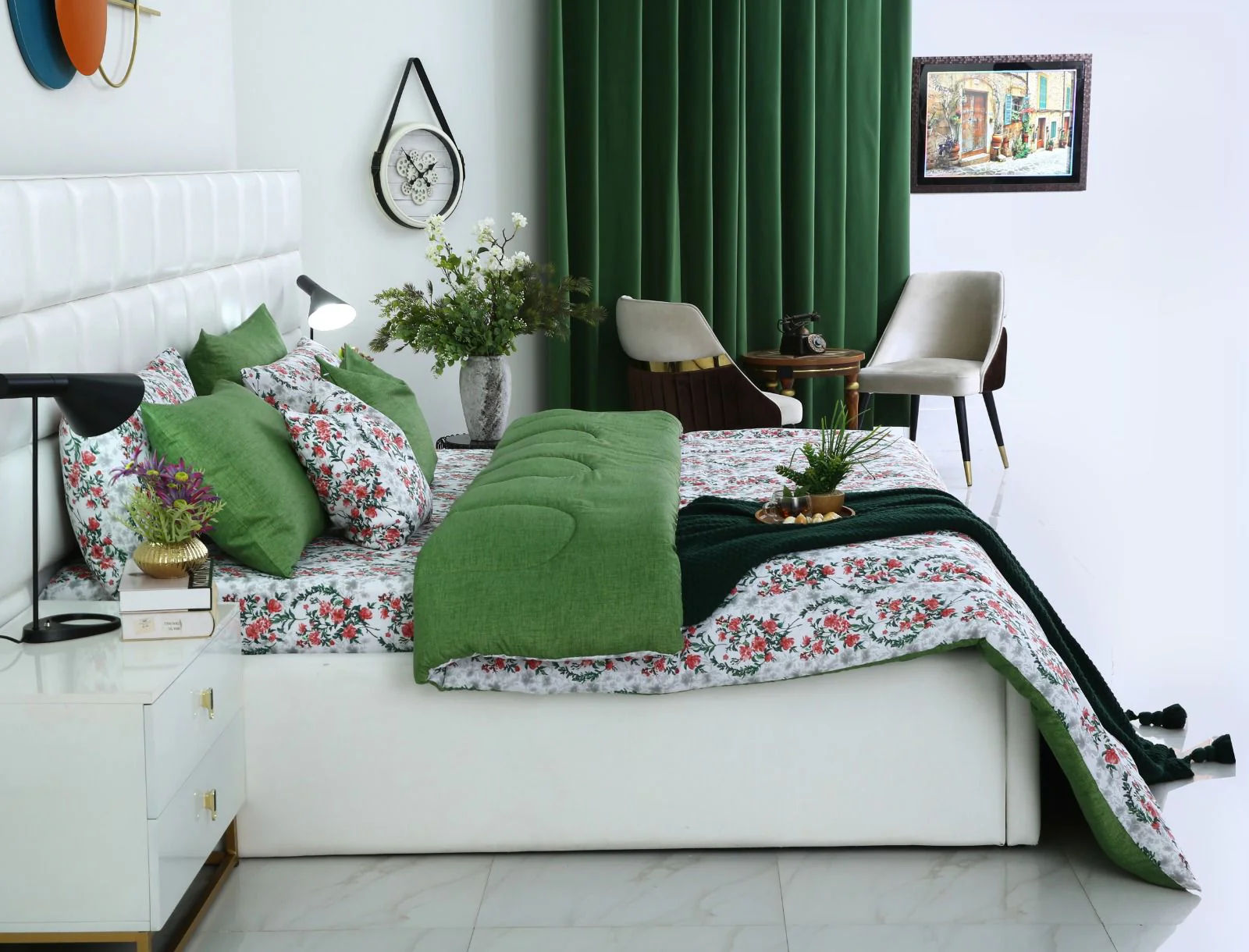 8 PCs Winter Razai Set-Emerald Blooms - Image 10
