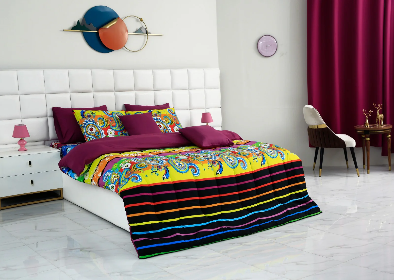 8 PCs Winter Comforter Set-Multi Flowers - Image 8