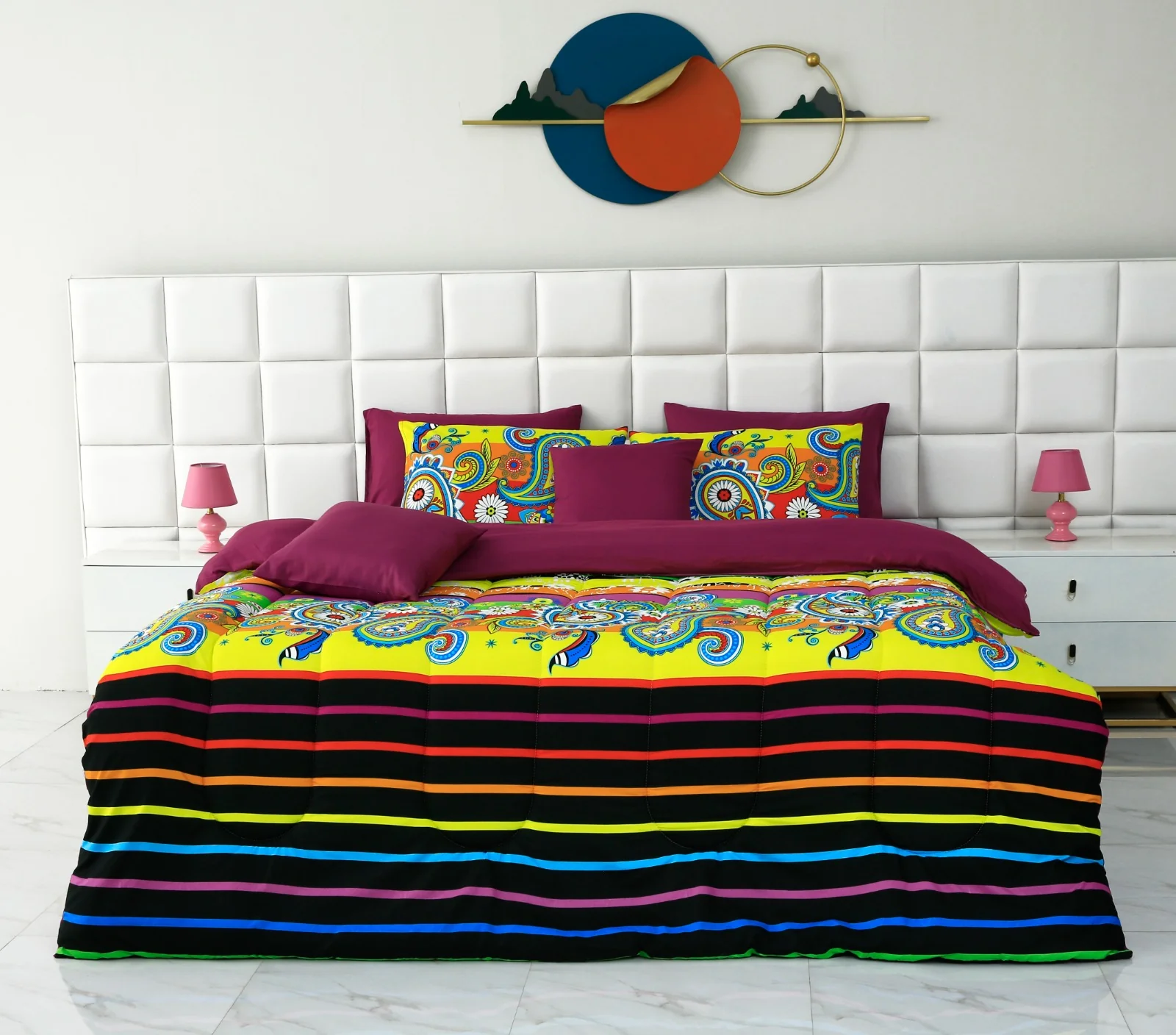 8 PCs Winter Comforter Set-Multi Flowers - Image 9