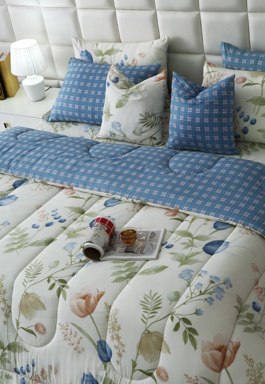 8 PCs Winter Razai Set-Water Lily - Image 11