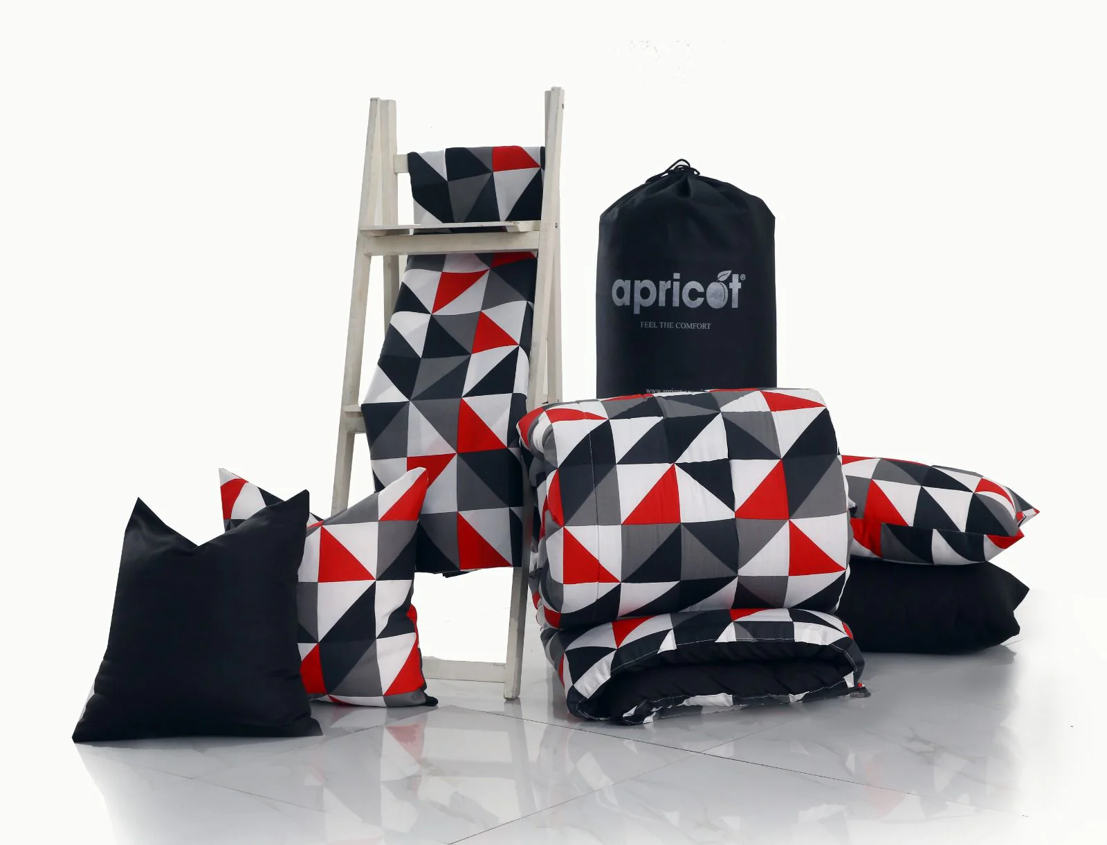 8 PCs Winter Razai Set-Abstract Geometric(With Black Reverse) - Image 7
